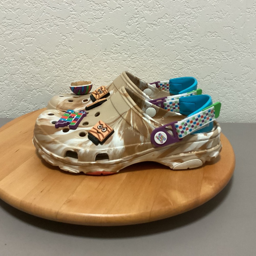 Cinnamon Toast Crunch Crocs Tie Dye Clogs Women's 8 Mens 6 Shoes Sandals Novelty